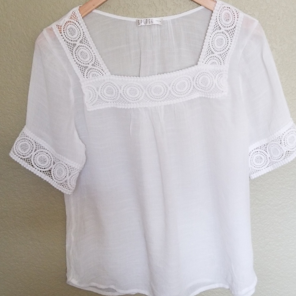 Spense white sheer top 8P